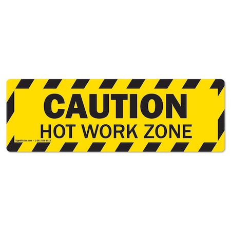 Caution - Hot Work Zone Non-Slip Floor Marker | 3 Pack of 6" X 18" Floor Marker Vinyl Decal| Protect Your Business, Work Place & Customers | ?Made in The USA
